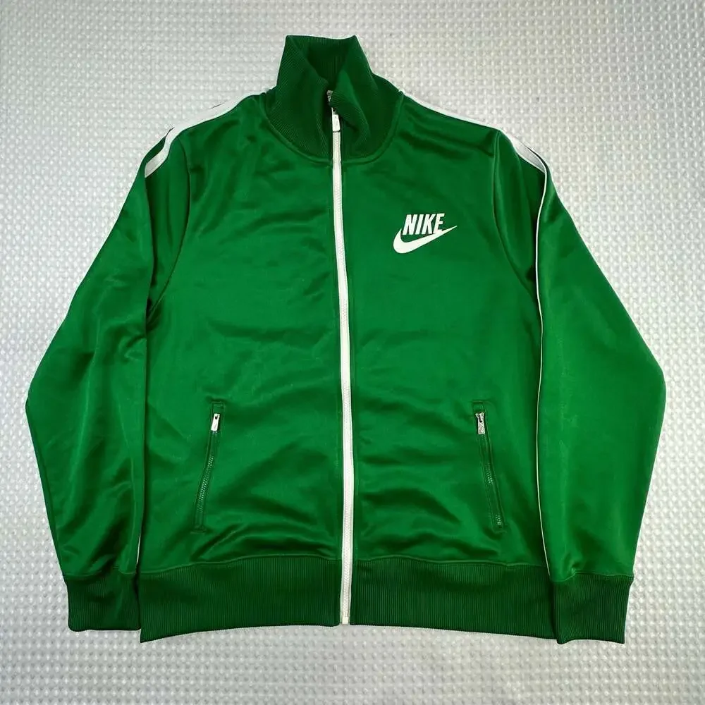 Nike Vintage Green White Piping Full Zip Track Jacket Sportswear Size Large